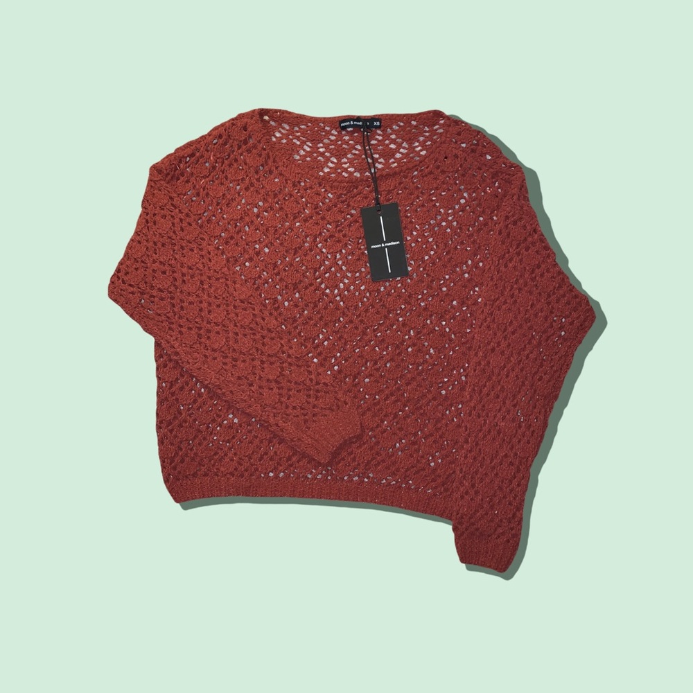 MOON & MADISON WOMENS EXTRA SMALL BURGUNDY KNIT COZY SWEATER NEW